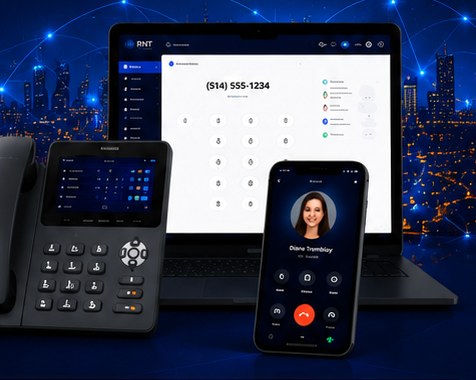 Solution de téléphonie IP RNT : téléphone de bureau, portail web et application mobile